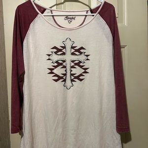 Cherokee Women's Burgundy and White Top